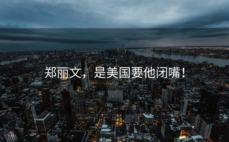 郑丽文，是美国要他闭嘴！