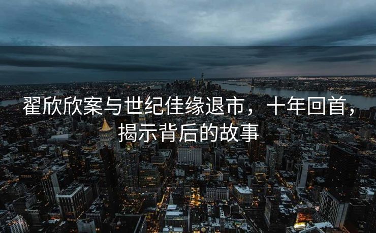 翟欣欣案与世纪佳缘退市，十年回首，揭示背后的故事