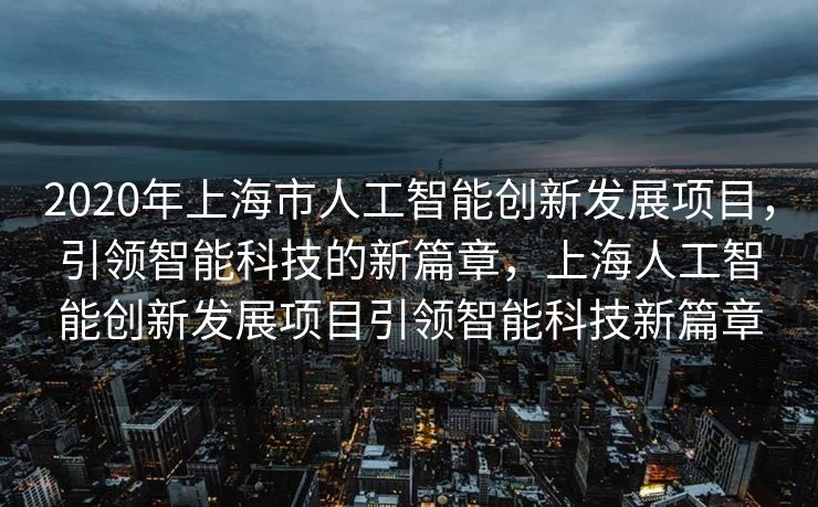 2020年上海市人工智能创新发展项目，引领智能科技的新篇章，上海人工智能创新发展项目引领智能科技新篇章