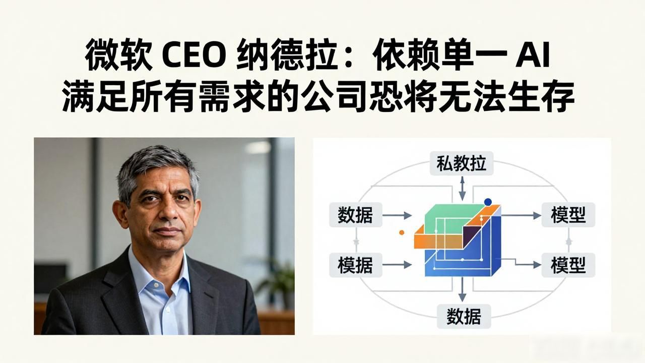 微软 CEO 纳德拉：依赖单一 AI 满足所有需求的公司恐将无法生存