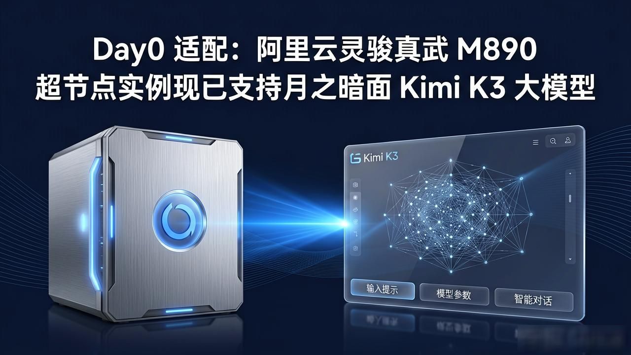 Day0 适配:阿里云灵骏真武 M890 超节点实例现已支持月之暗面 Kimi K3 大模型__Day0 适配:阿里云灵骏真武 M890 超节点实例现已支持月之暗面 Kimi K3 大模型
