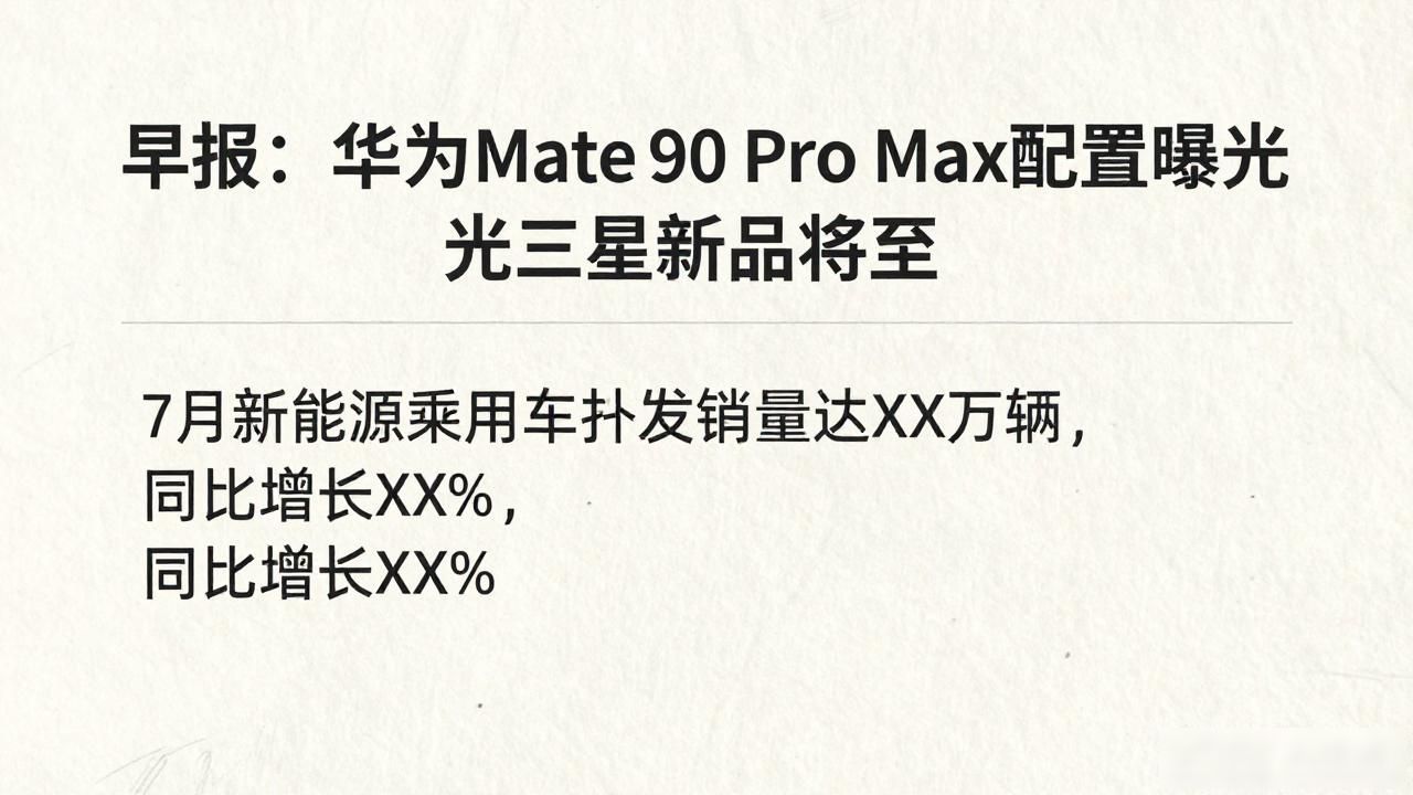 早报：华为Mate 90 Pro Max配置曝光 三星新品将至