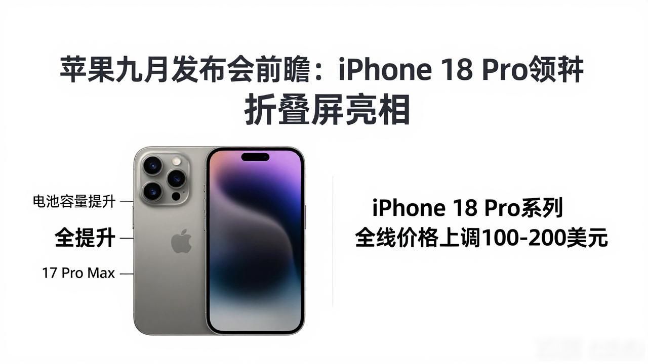 苹果九月发布会前瞻：iPhone 18 Pro领衔 折叠屏亮相