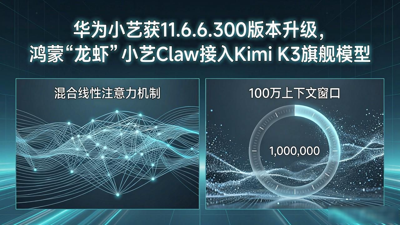 华为小艺获 11.6.6.300 版本升级，鸿蒙“龙虾”小艺 Claw 接入 Kimi K3 旗舰模型