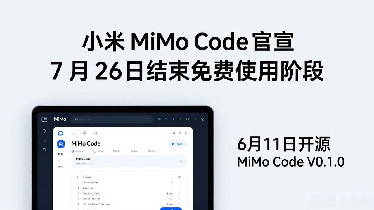 小米 MiMo Code 官宣 7 月 26 日结束免费使用阶段