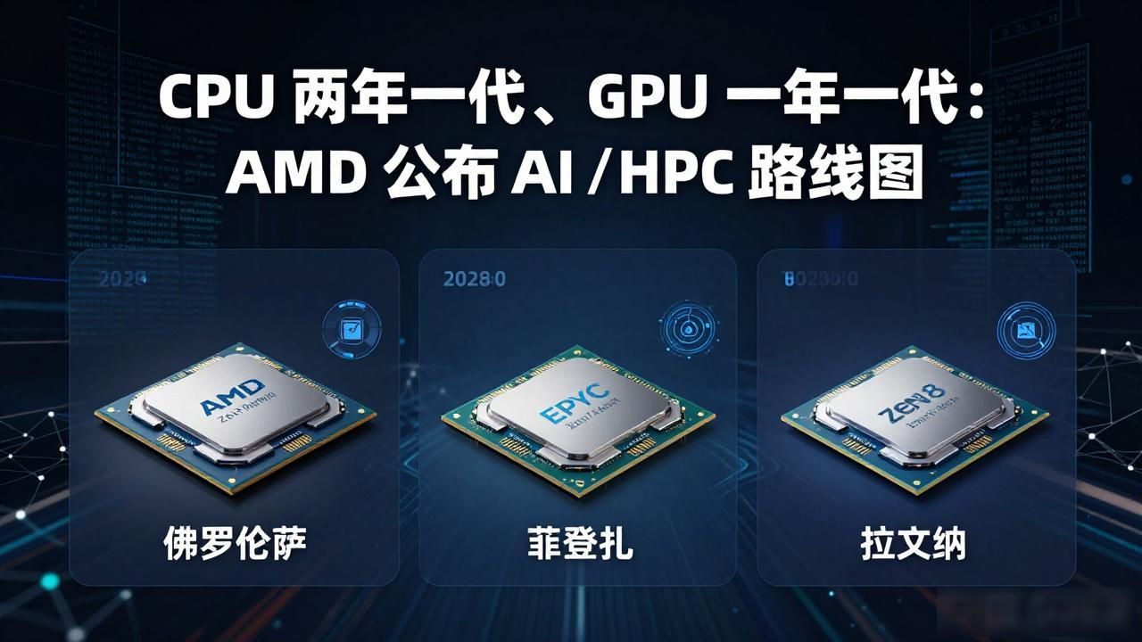 CPU 两年一代、GPU 一年一代：AMD 公布 AI / HPC 路线图