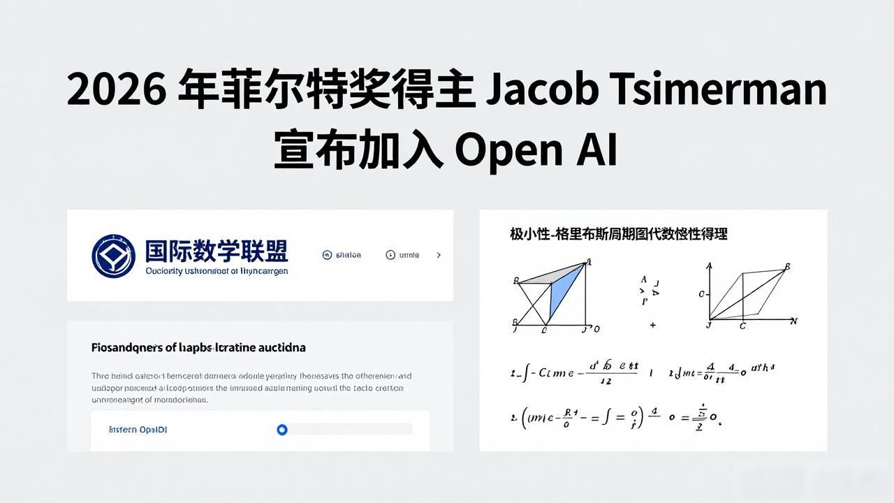 2026 年菲尔兹奖得主 Jacob Tsimerman 宣布加入 OpenAI